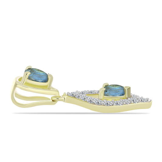 Pendente de Prata com Banho de Ouro com Labradorite e Topázio Branco