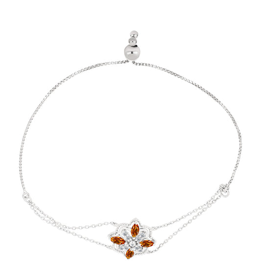 Pulseira de Prata com Citrino Madeira e Topázio Branco  Contraste: Cabeca de Veado (800)