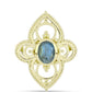Anel de Prata com Banho de Ouro com Labradorite  Contraste: Cabeca de Veado (800)