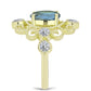Anel de Prata com Banho de Ouro com Labradorite e Topázio Branco  Contraste: Cabeca de Veado (800)