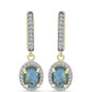 Brincos de Prata com Banho de Ouro com Labradorite e Topázio Branco