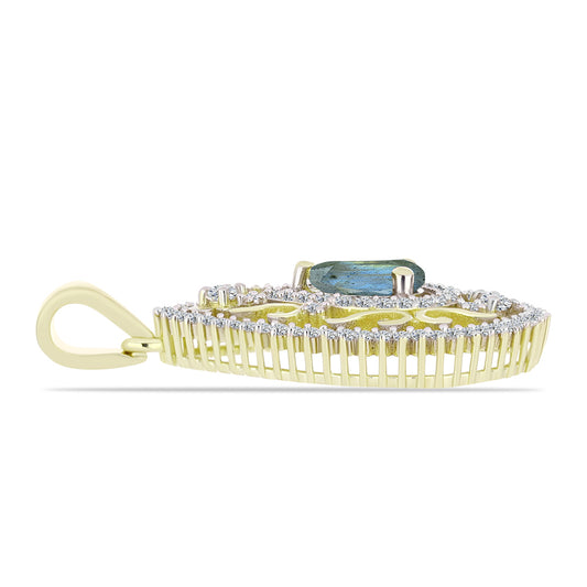 Pendente de Prata com Banho de Ouro com Labradorite e Topázio Branco