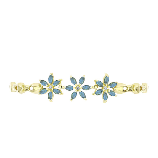 Pulseira de Prata com Banho de Ouro com Labradorite e Topázio Branco  Contraste: Cabeca de Veado (800)