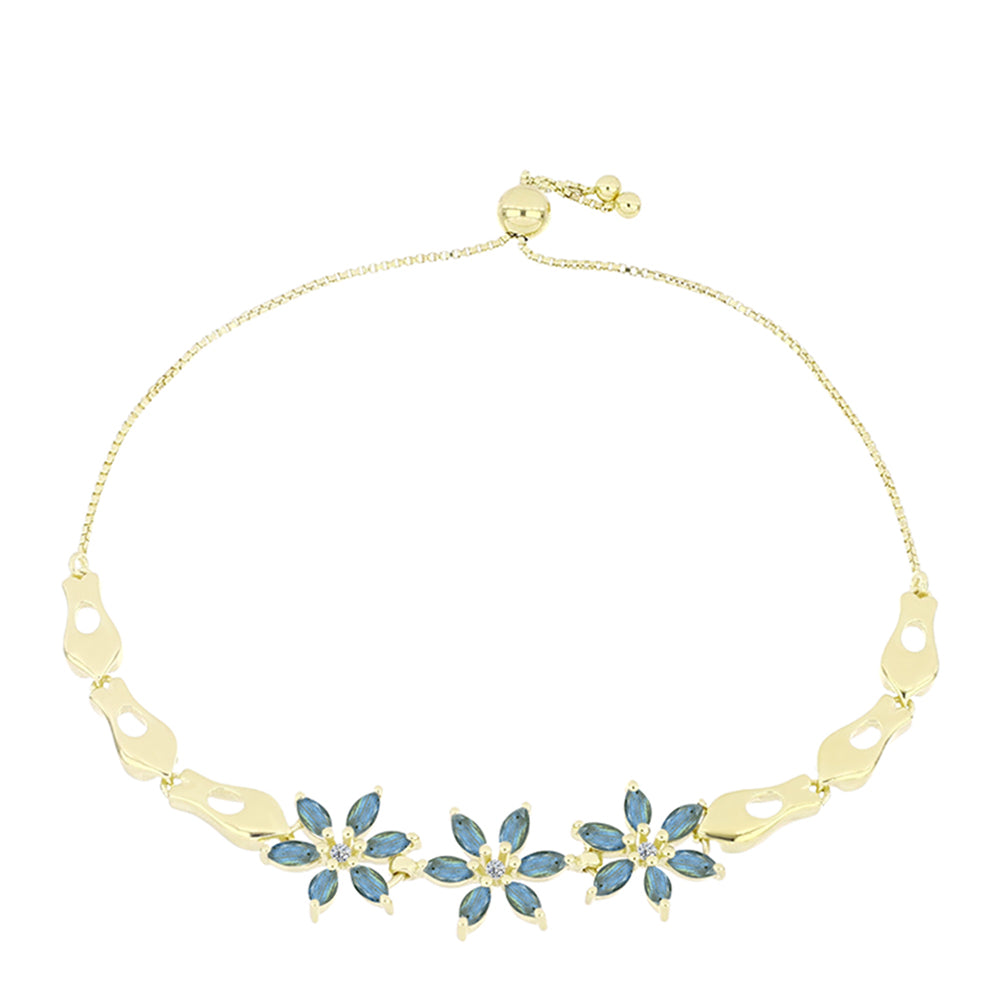 Pulseira de Prata com Banho de Ouro com Labradorite e Topázio Branco  Contraste: Cabeca de Veado (800) 1 