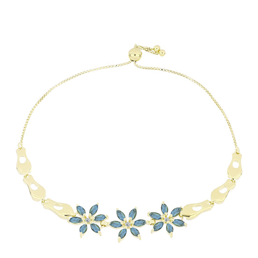 Pulseira de Prata com Banho de Ouro com Labradorite e Topázio Branco  Contraste: Cabeca de Veado (800)