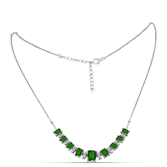 Colar de Prata com Diópsido Crómio e Zircão Branco  Contraste: Cabeca de Veado (800)