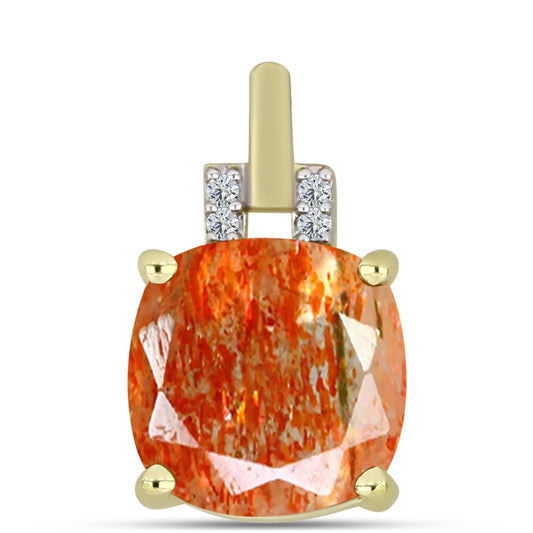 Pendente de Prata com Banho de Ouro com Pedra do Sol de Oregon e Topázio Branco