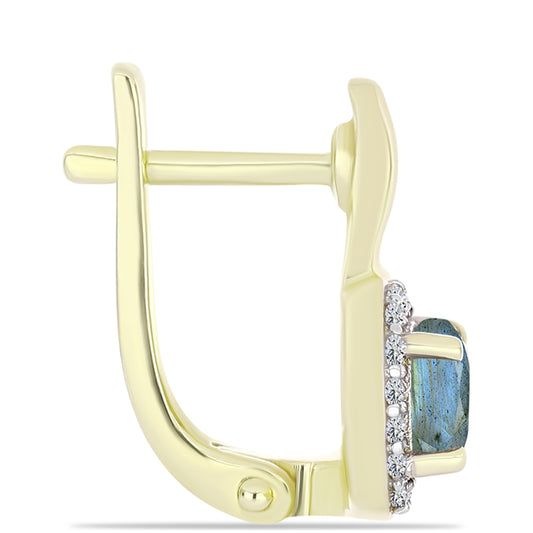 Brincos de Prata com Banho de Ouro com Labradorite e Topázio Branco