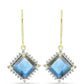 Brincos de Prata com Banho de Ouro com Labradorite e Topázio Branco