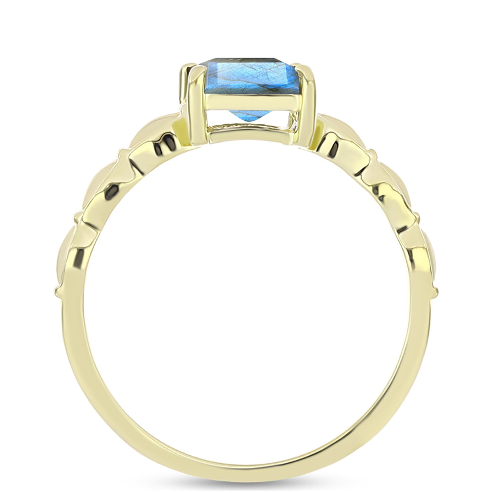 Anel de Prata com Banho de Ouro com Labradorite