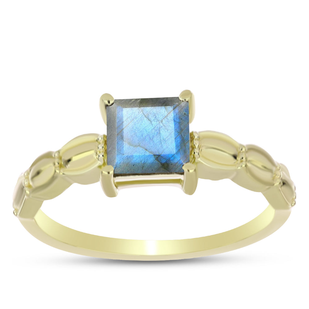 Anel de Prata com Banho de Ouro com Labradorite 3 