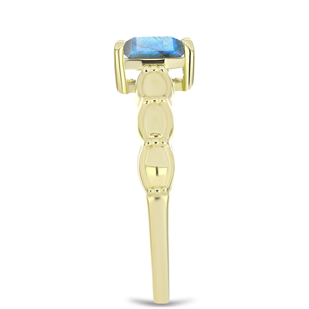 Anel de Prata com Banho de Ouro com Labradorite 4 