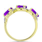 Anel de Prata com Banho de Ouro com Ágata Roxa e Topázio Branco  Contraste: Cabeca de Veado (800)