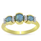 Anel de Prata com Banho de Ouro com Labradorite e Topázio Branco