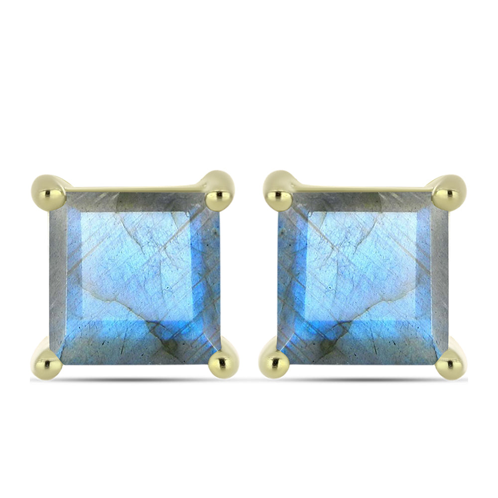 Brincos de Prata com Banho de Ouro com Labradorite 1 