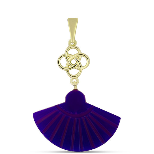 Pendente de Prata com Banho de Ouro com Ágata Roxa