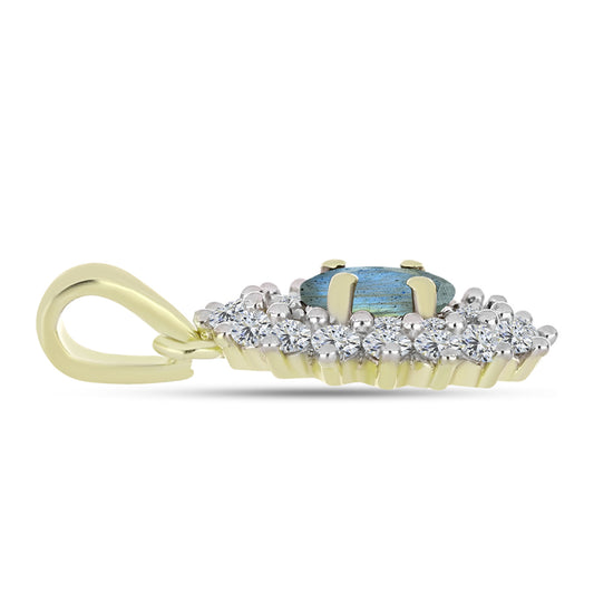 Pendente de Prata com Banho de Ouro com Labradorite e Topázio Branco