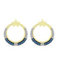 Brincos de Prata com Banho de Ouro com Diamante Azul e Topázio Branco