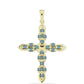 Cruz Pendente de Prata com Banho de Ouro com Labradorite  Contraste: Cabeca de Veado (800)