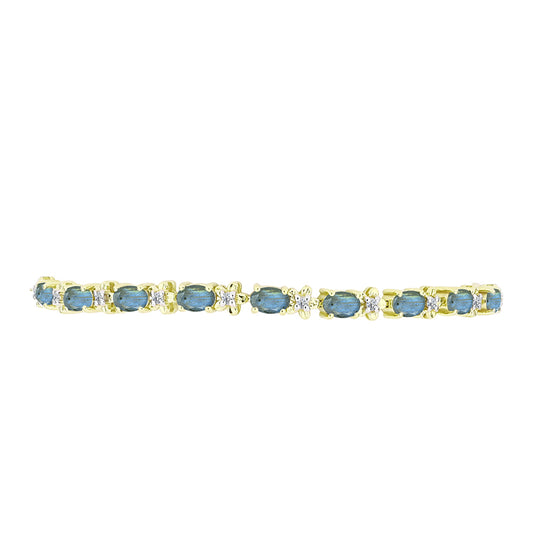 Pulseira de Prata com Banho de Ouro com Labradorite e Topázio Branco  Contraste: Cabeca de Veado (800)