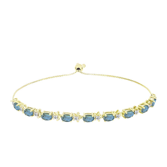 Pulseira de Prata com Banho de Ouro com Labradorite e Topázio Branco  Contraste: Cabeca de Veado (800)