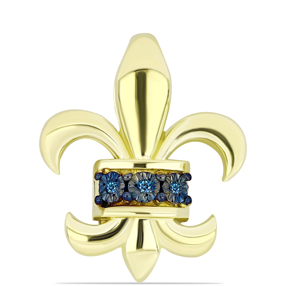 Pendente de Prata com Banho de Ouro com Diamante Azul 1 