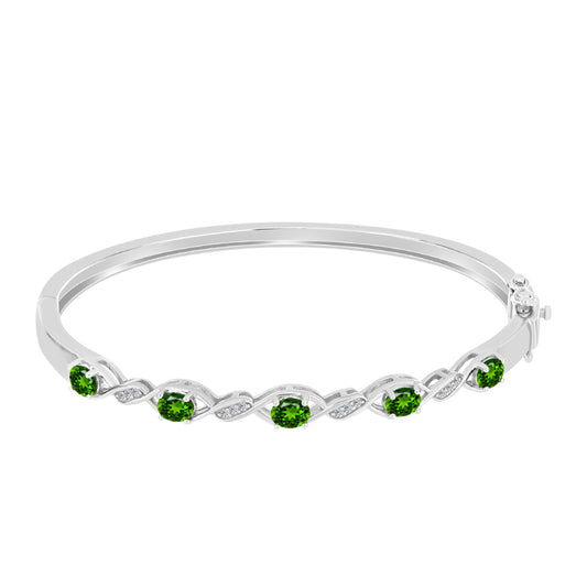 Pulseira de Prata com Diópsido Crómio e Topázio Branco  Contraste: Cabeca de Veado (800)