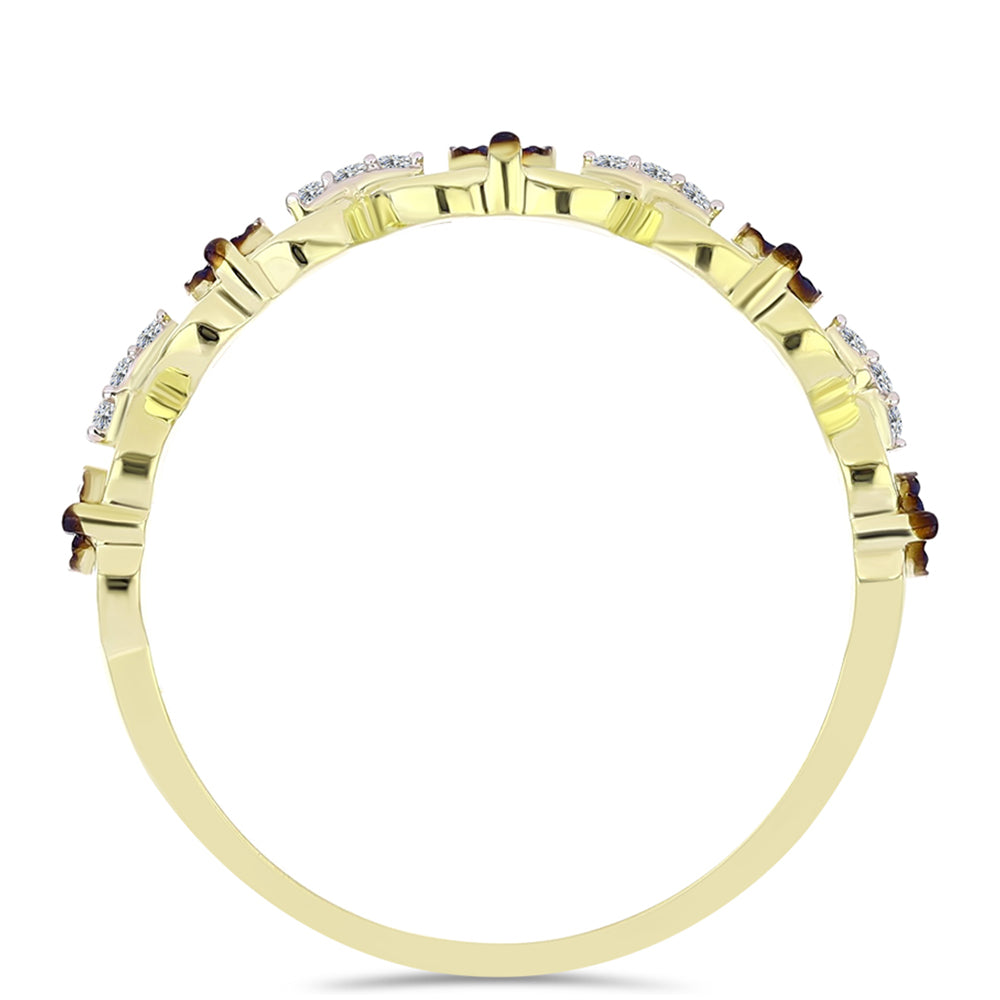 Anel de Prata com Banho de Ouro com Diamante Azul e Topázio Branco 2 