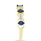 Anel de Prata com Banho de Ouro com Diamante Azul e Topázio Branco