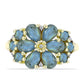 Anel de Prata com Banho de Ouro com Labradorite e Topázio Branco  Contraste: Cabeca de Veado (800)