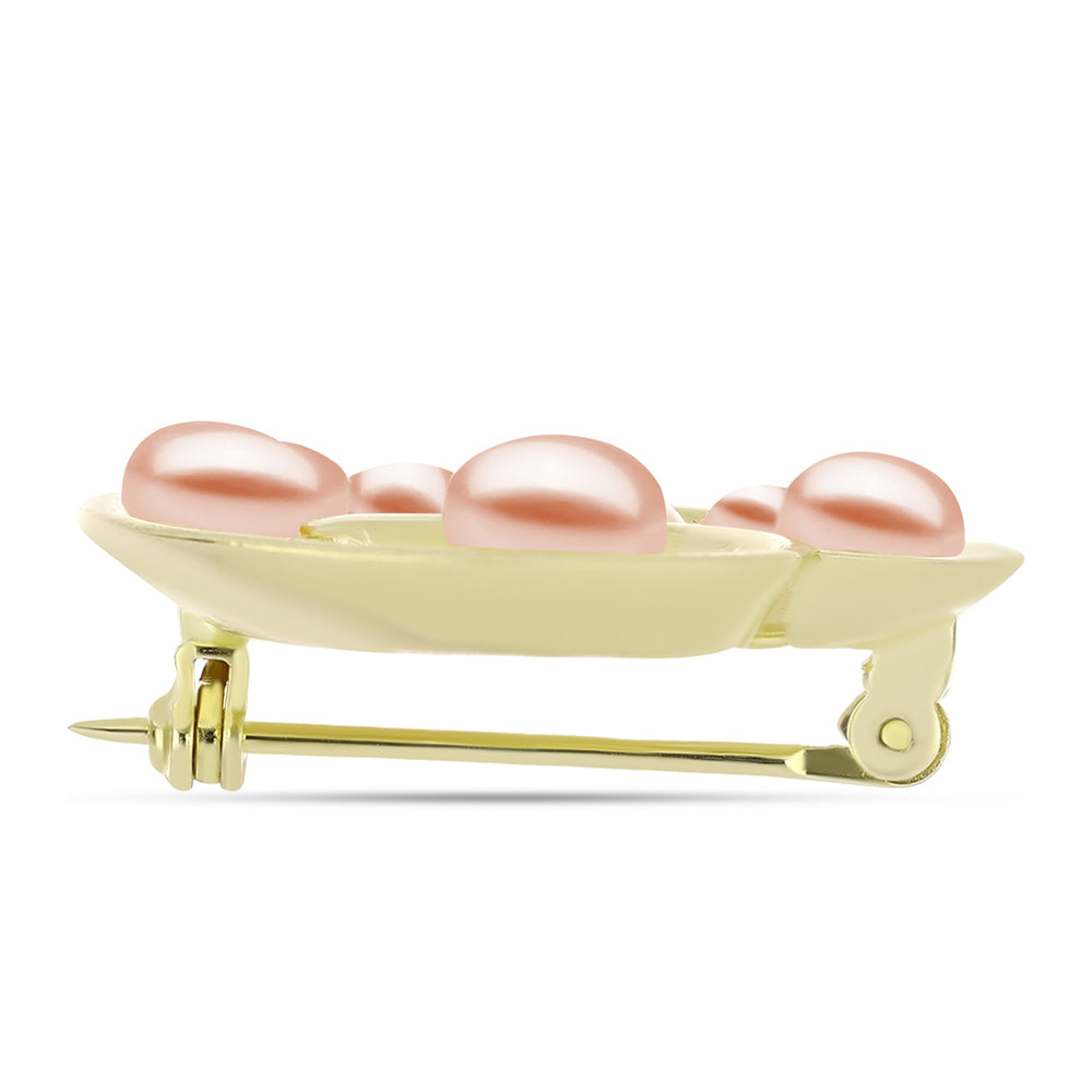 Alfinete de Prata com Banho de Ouro com Pérola de Água Doce Cor Pêssego  Contraste: Cabeca de Veado (800) 2 