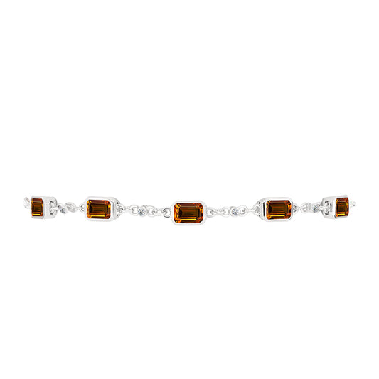 Pulseira de Prata com Citrino Madeira e Topázio Branco  Contraste: Cabeca de Veado (800)