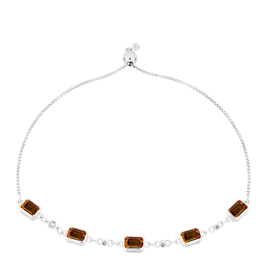 Pulseira de Prata com Citrino Madeira e Topázio Branco  Contraste: Cabeca de Veado (800)