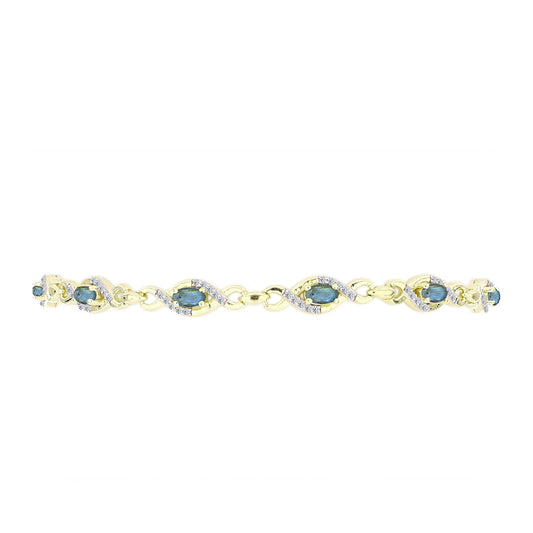 Pulseira de Prata com Banho de Ouro com Labradorite e Topázio Branco  Contraste: Cabeca de Veado (800)