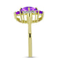 Anel de Prata com Banho de Ouro com Ágata Roxa e Topázio Branco  Contraste: Cabeca de Veado (800)