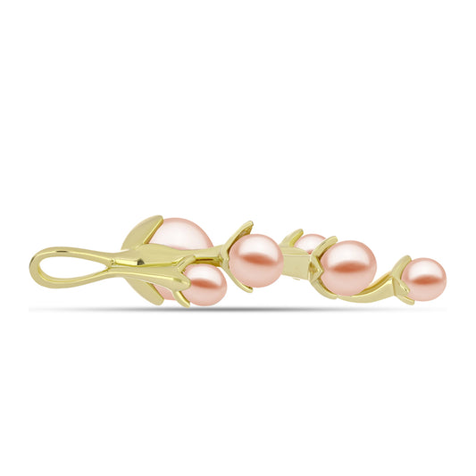 Pendente de Prata com Banho de Ouro com Pérola de Água Doce Cor Pêssego  Contraste: Cabeca de Veado (800)
