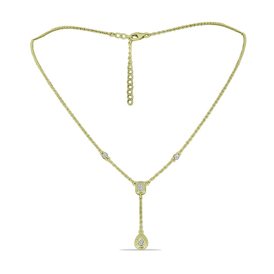 Colar de Prata com Banho de Ouro com Diamante Branco  Contraste: Cabeca de Veado (800)