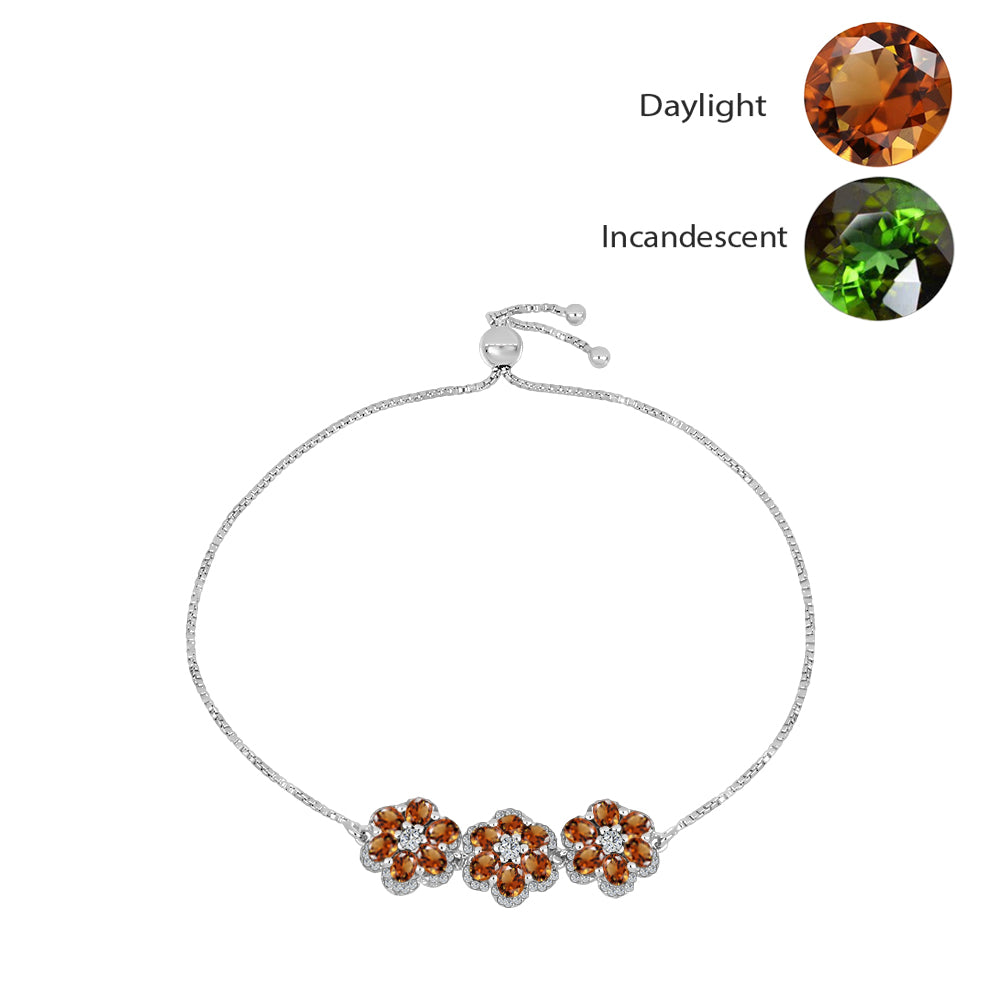 Pulseira de Prata com Zultanite da Anatólia certificado e cultivado em laboratório e Topázio Branco  Contraste: Cabeca de Veado (800) 1 