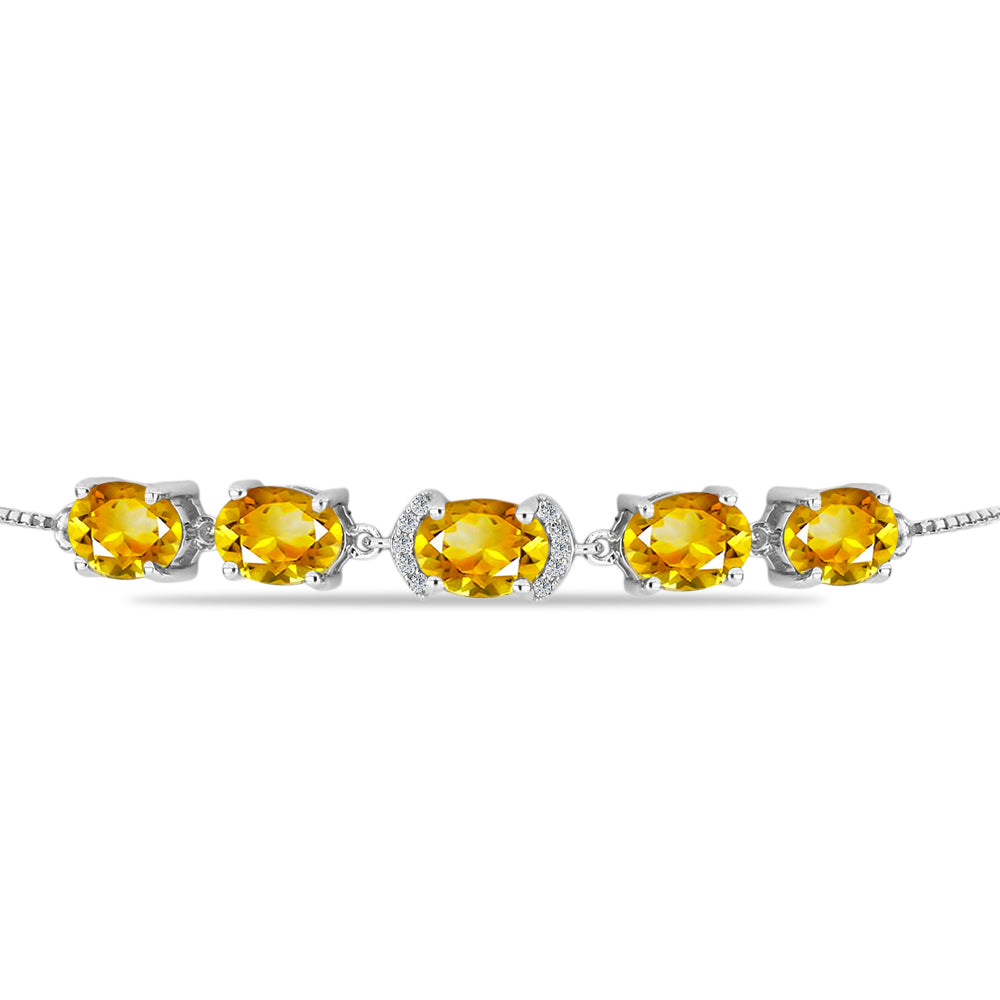 Pulseira de Prata com Citrino Dourado do Rio Grande e Topázio Branco  Contraste: Cabeca de Veado (800)
