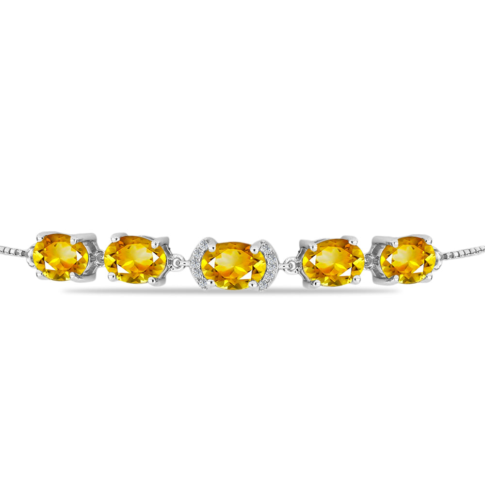 Pulseira de Prata com Citrino Dourado do Rio Grande e Topázio Branco  Contraste: Cabeca de Veado (800)