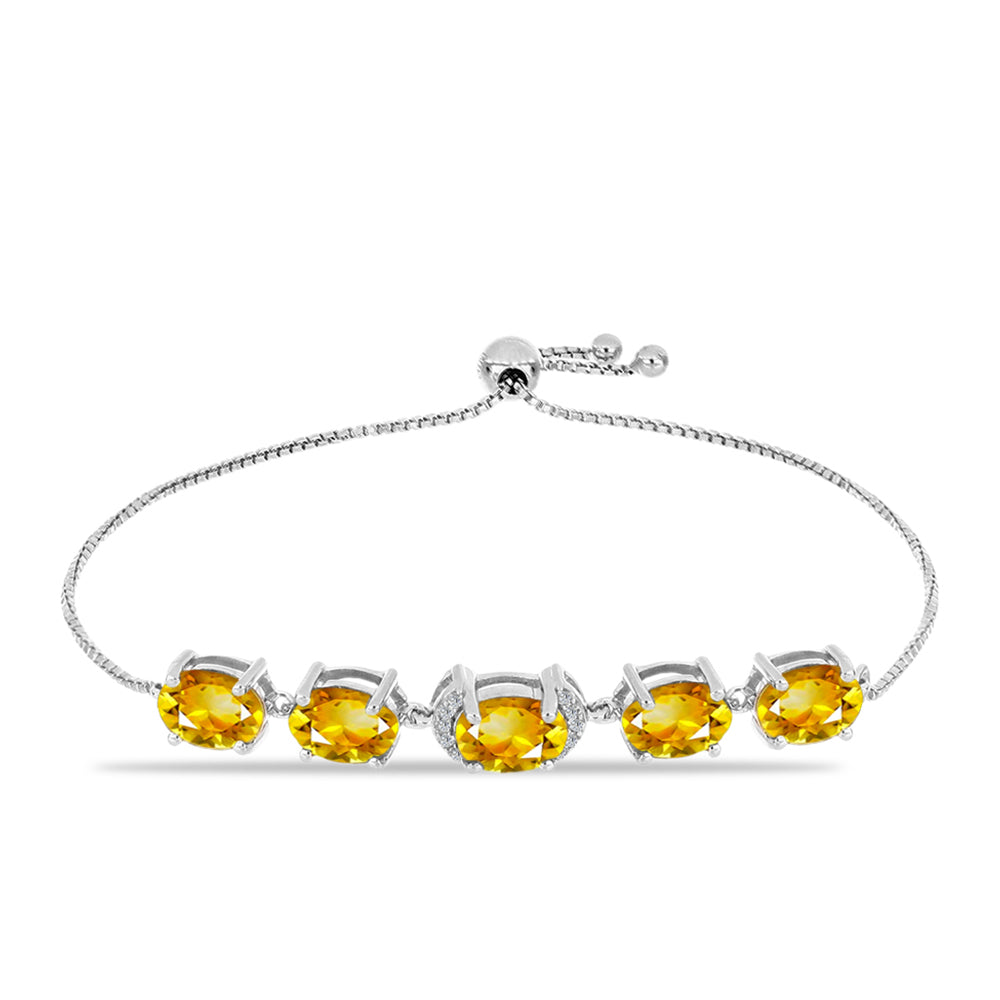 Pulseira de Prata com Citrino Dourado do Rio Grande e Topázio Branco  Contraste: Cabeca de Veado (800) 4 