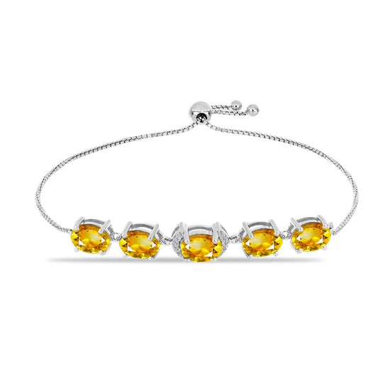 Pulseira de Prata com Citrino Dourado do Rio Grande e Topázio Branco  Contraste: Cabeca de Veado (800)