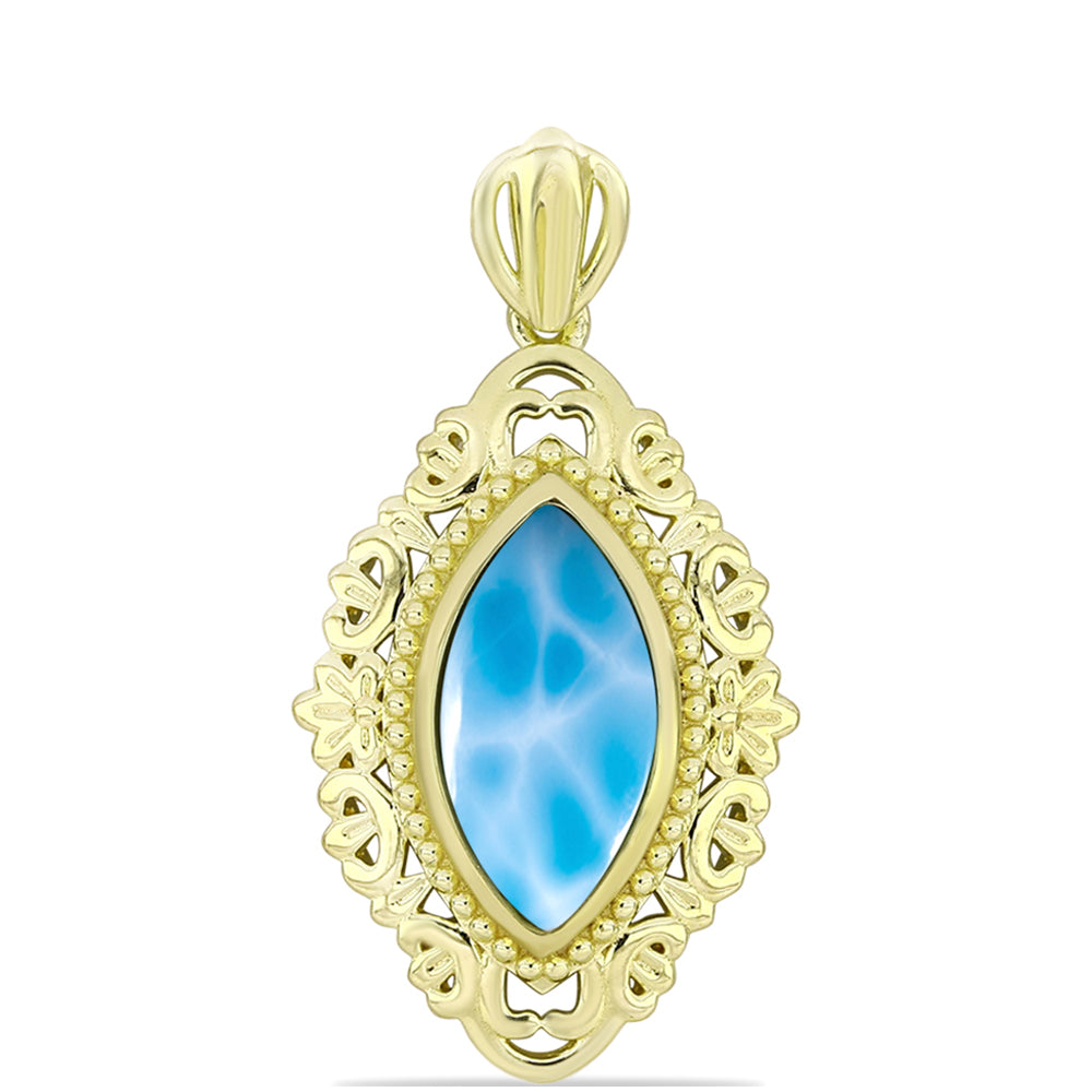 Pendente de Prata com Banho de Ouro com Larimar  Contraste: Cabeca de Veado (800) 3 