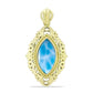 Pendente de Prata com Banho de Ouro com Larimar  Contraste: Cabeca de Veado (800)