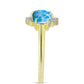 Anel de Prata com Banho de Ouro com Larimar e Topázio Branco