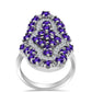 Anel de Prata com Ametista de Marrocos e Topázio Branco  Contraste: Cabeca de Veado (800)