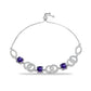Pulseira de Prata com Ametista de Marrocos e Topázio Branco  Contraste: Cabeca de Veado (800)