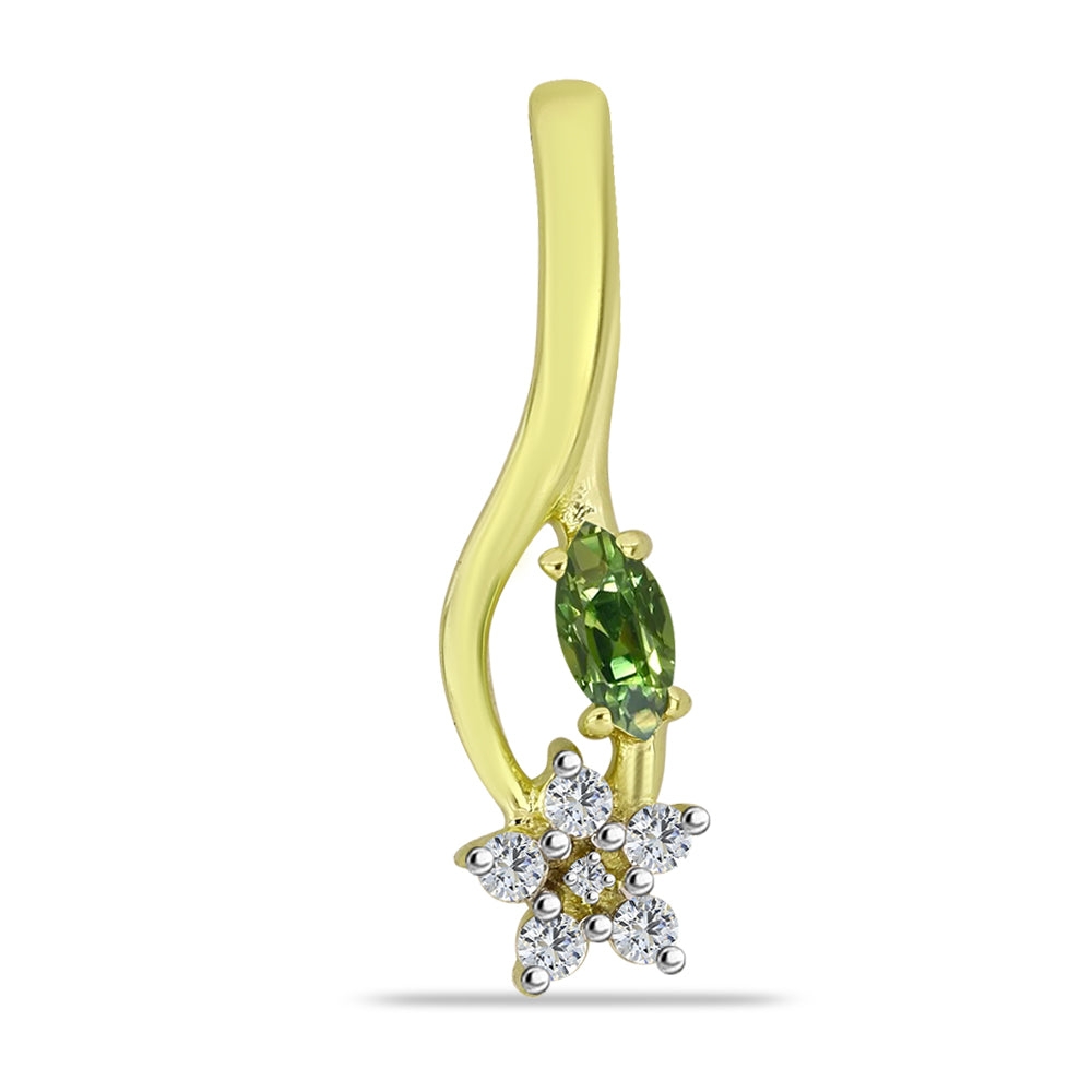 Pendente de Prata com Banho de Ouro com Safira Verde e Topázio Branco 1 