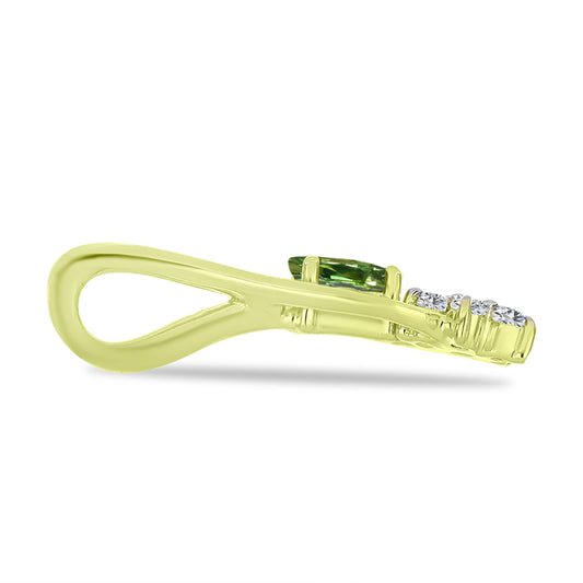 Pendente de Prata com Banho de Ouro com Safira Verde e Topázio Branco