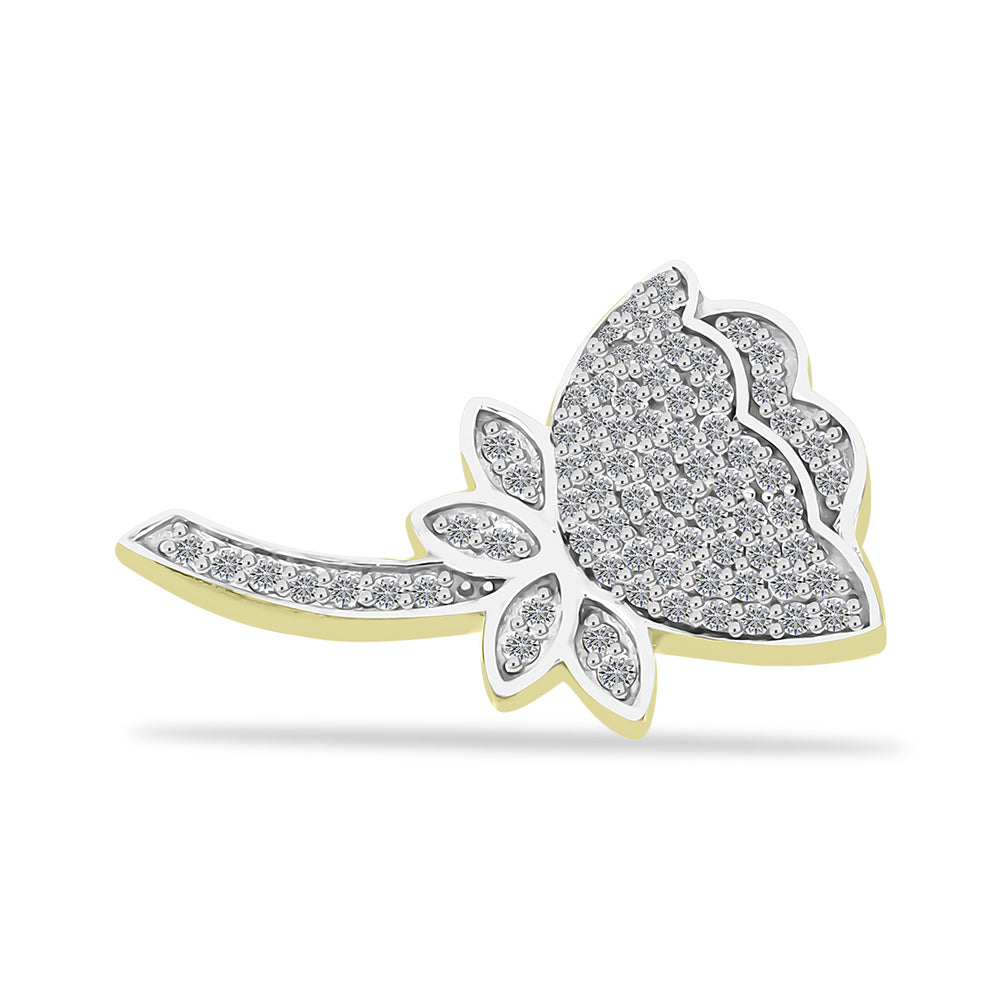 Alfinete de Prata com Banho de Ouro com Diamante Branco e Topázio Branco  Contraste: Cabeca de Veado (800) 1 
